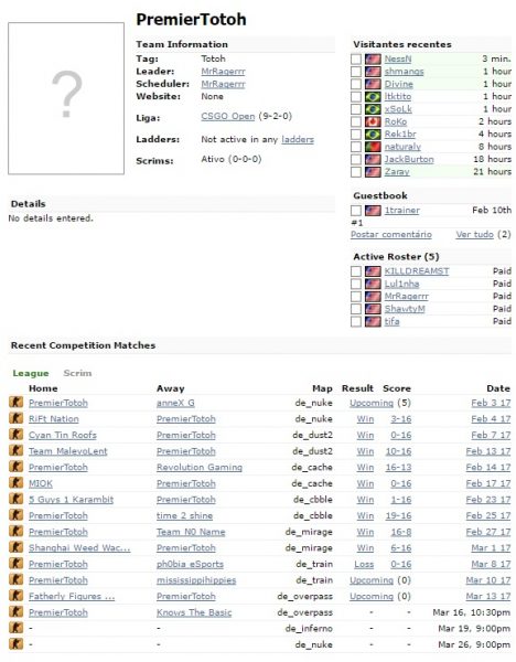 Resultados da equipe Totoh na ESEA Open