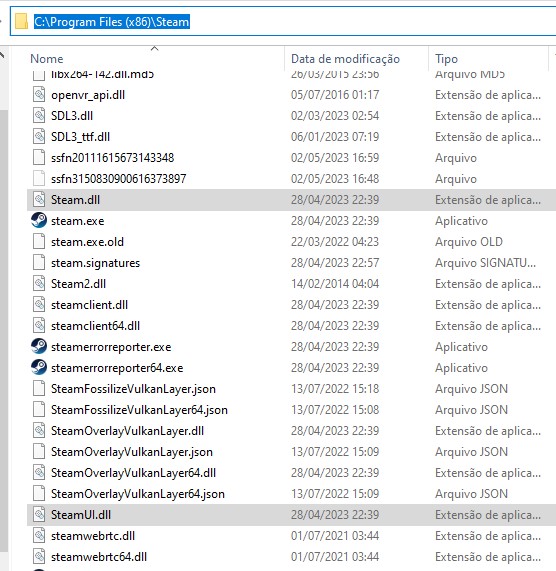 Danos nas bibliotecas de verificação Steam.dll e SteamUI.dll
