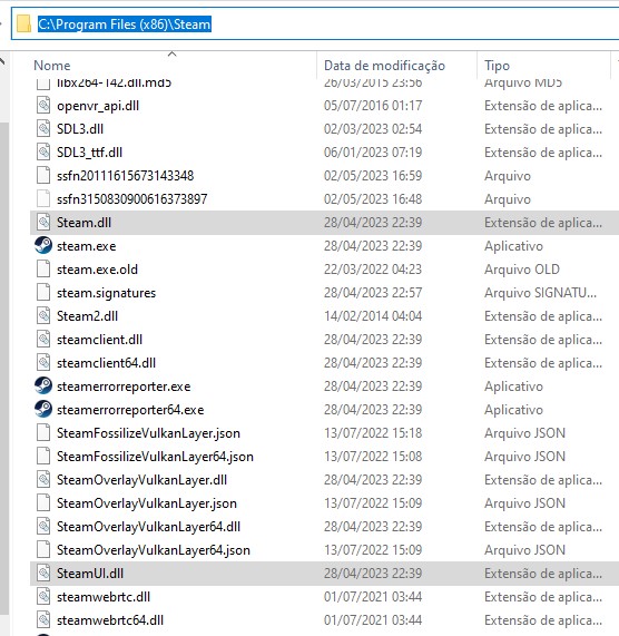 Danos nas bibliotecas de verificação Steam.dll e SteamUI.dll